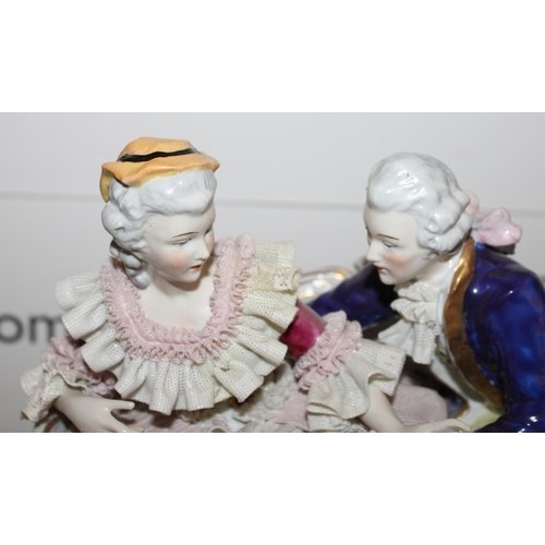 78 - German Dresden Mark Blue Crown Porcelain Figurine
Length-30cm
Height-21cm
Collection Only