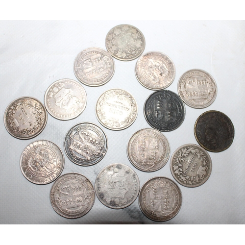 418 - Collection Of 16 Shilling Coins - Queen Victoria and Earlier