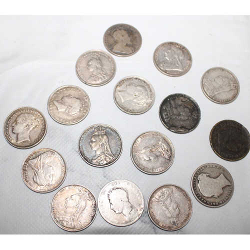 418 - Collection Of 16 Shilling Coins - Queen Victoria and Earlier