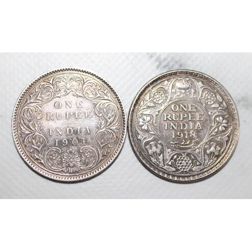 426 - Two Indian Rupee Coins 1901 & 1918