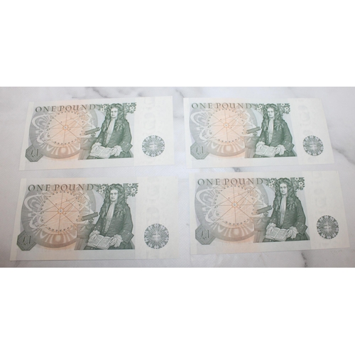 470 - Four Page £1 Notes- Consecutive Numbers Starting A01 004821