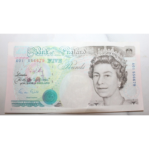 473 - Gill £5 Note A01 556679