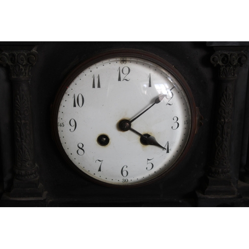 104 - French Marble Mantel Clock
40.5cm Width
32cm Height
13.5cm Depth
Untested
Pendulum Inside Clock
Coll... 