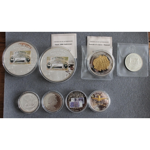 481 - Selection Of Eight Collectable Gold & Silver Plated Coins