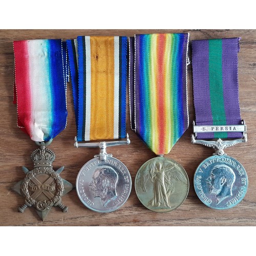 321 - WWI 1914-15 Star Medal Group of 4 - Burrage - 21st Lancers. Includes General Service Medal ( GSM) S.... 