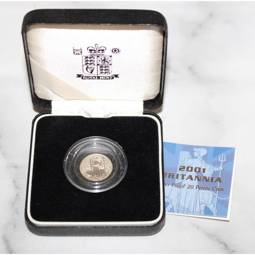 495 - Royal Mint 2001 Britannia Silver Proof 20 Pence Coin