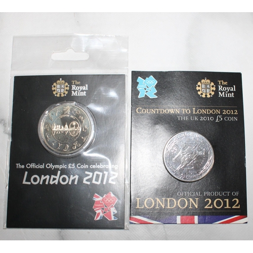 499 - London 2012 The Royal Mint Two UK £5 Coins