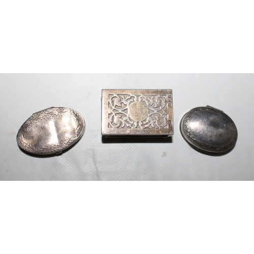 303 - Three Silver Hallmarked Items Inc- Matchbox Holder & Two Small Trinket Pots