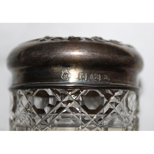 304 - Silver Hallmarked Topped Glass Pot