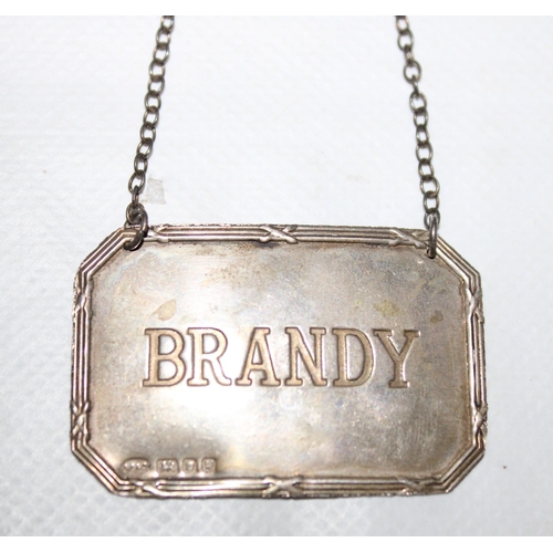 305 - Silver Hallmarked Bottle Tags (Brandy & Whisky)