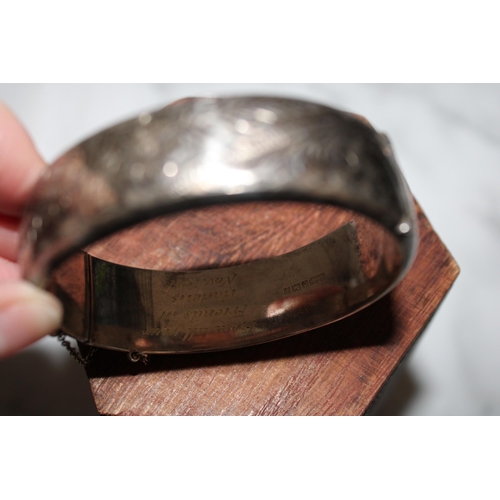 315 - Silver Hallmarked Bangle Engraved As Shown In Pictures 1967