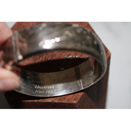 315 - Silver Hallmarked Bangle Engraved As Shown In Pictures 1967