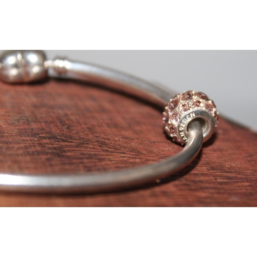 317 - Silver Stamped 925 Bangle & Charm