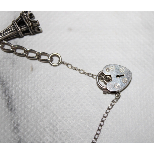 322 - Silver Hallmarked 925 Charm Bracelet With Charms (One Broken In Picture & Clasp Not Opening)