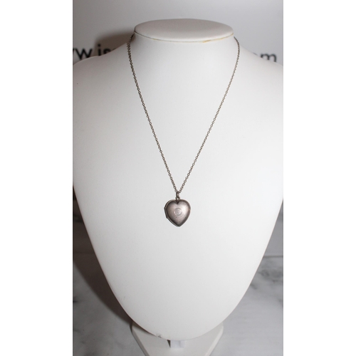 329 - Silver Hallmarked Heart Locker & Necklace