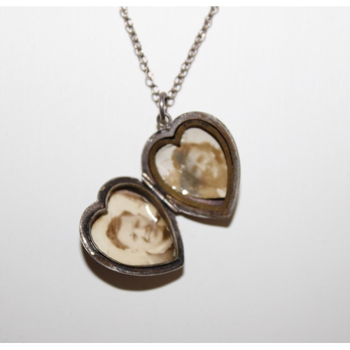 329 - Silver Hallmarked Heart Locker & Necklace