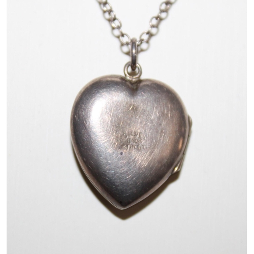 329 - Silver Hallmarked Heart Locker & Necklace