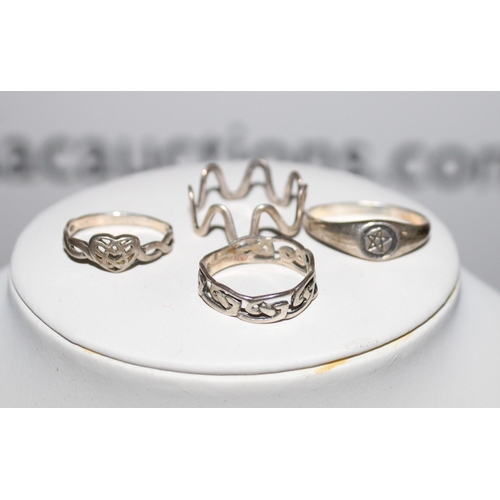 337 - Four Silver Rings
Sizes-S, Q, M, M