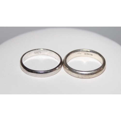 339 - Two Silver Hallmarked Band Rings Sizes-P & R