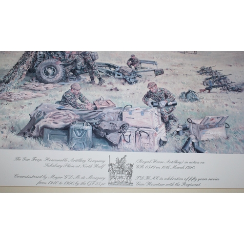 174 - Print by J.Wanklyn The Gun Troop Royal Horse Artillery In Action On GR 0546 On 10th March 1990

Prin... 