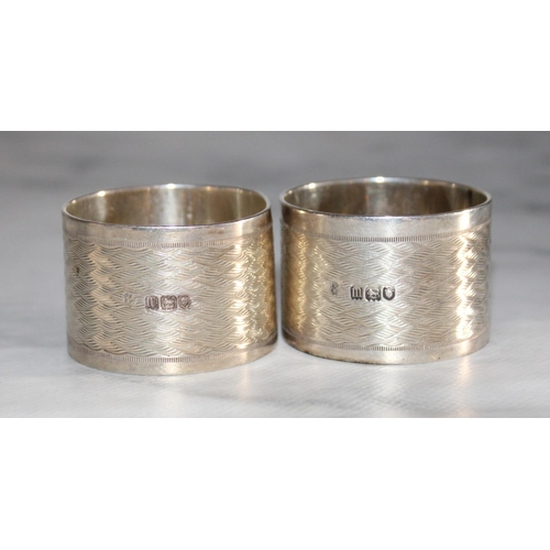 345 - Two Silver Hallmarked Napkin Rings (Initialed M)