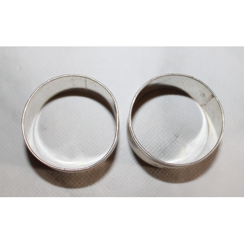 345 - Two Silver Hallmarked Napkin Rings (Initialed M)