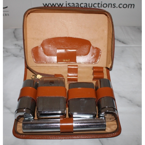 25 - Leather Cased Mens Vanity Set