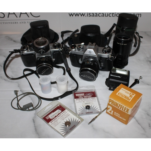 144 - Pair of Pentax Asahi Cameras with Lense and Accessories