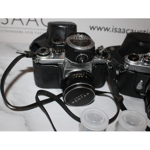 144 - Pair of Pentax Asahi Cameras with Lense and Accessories