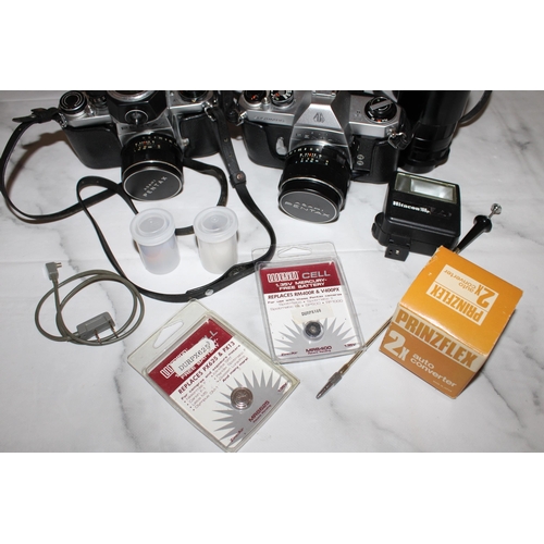 144 - Pair of Pentax Asahi Cameras with Lense and Accessories