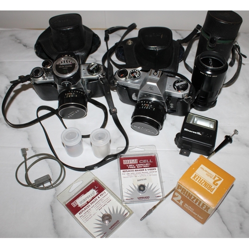 144 - Pair of Pentax Asahi Cameras with Lense and Accessories