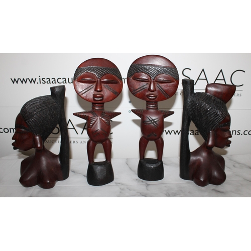 114 - Two Pairs of African Wooden Carved Figures / Bookends

Tallest 30cm