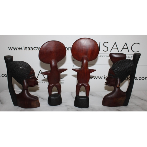 114 - Two Pairs of African Wooden Carved Figures / Bookends

Tallest 30cm