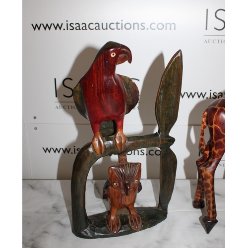 118 - Two Large Wooden Carvings
Tallest-48cm
Parrot Has Damage Shown In Pictures