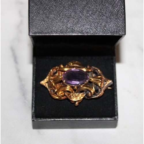 403 - Victorian Gold Brooch In Box