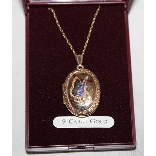 404 - Gold Stamped 9k 375 Necklace & Locket In Box Weight-3.91g
Length-18in