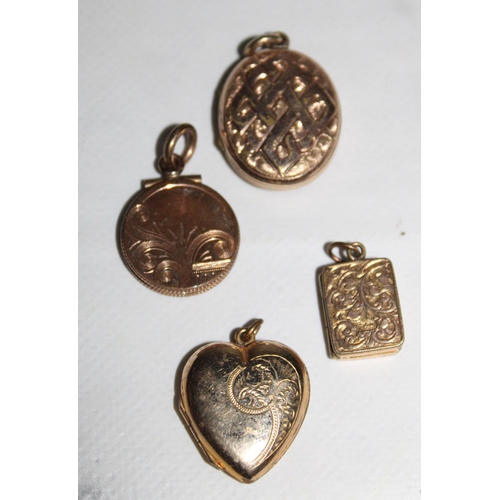 240 - Four Yellow Metal Lockets