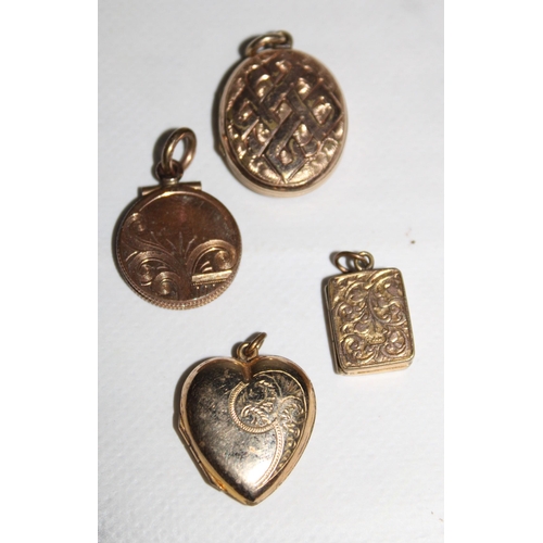 240 - Four Yellow Metal Lockets