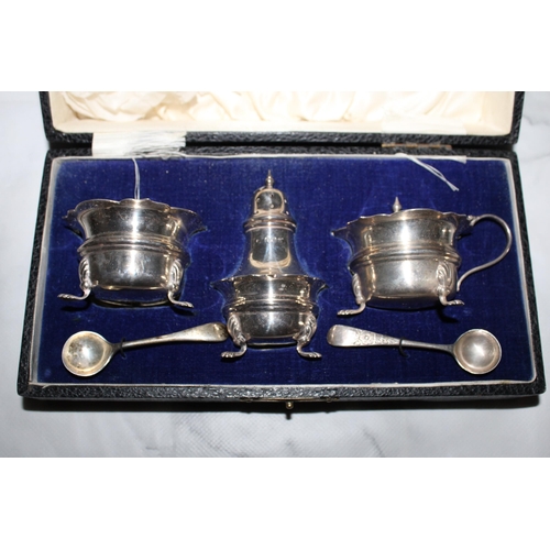 363 - Silver Hallmarked Cruet Set Boxed