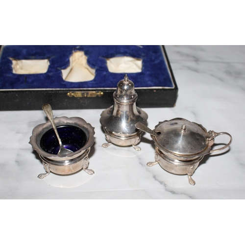 363 - Silver Hallmarked Cruet Set Boxed