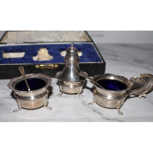 363 - Silver Hallmarked Cruet Set Boxed