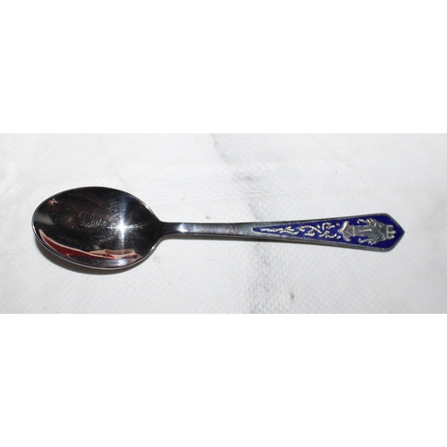 366 - White Metal Indian Enamelled Spoon Set In Box