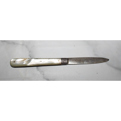 367 - Large MOP Silver Hallmarked Penknife