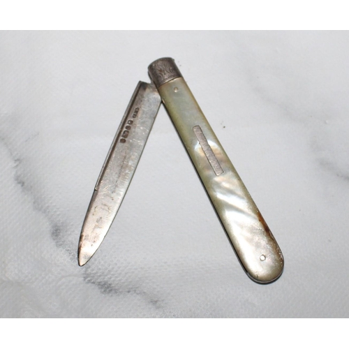 367 - Large MOP Silver Hallmarked Penknife