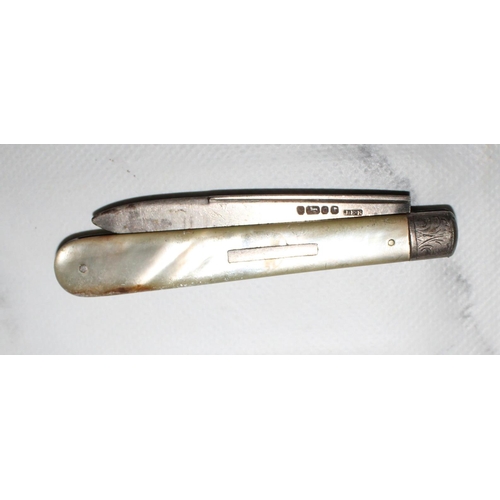 367 - Large MOP Silver Hallmarked Penknife