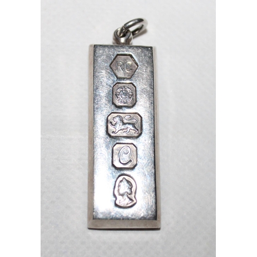 374 - 1 oz Silver Ingot 1977 Pendant