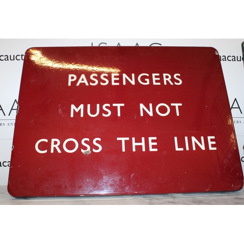 1 - Passengers Must Not Cross The Line Enamel Sign
61cm By 46cm