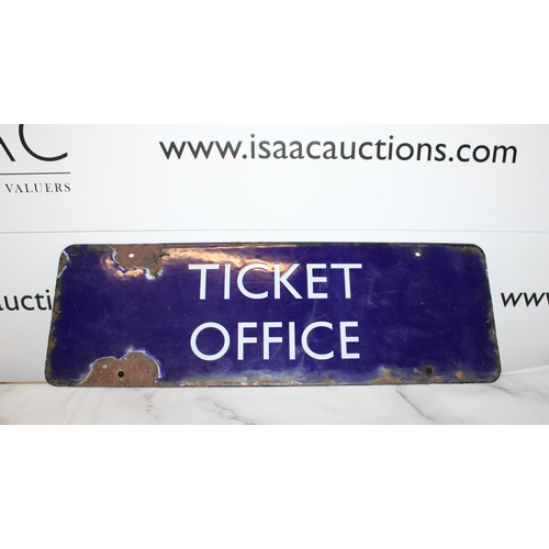 2 - Ticket Office Enamel Sign 
46cm By 15cm