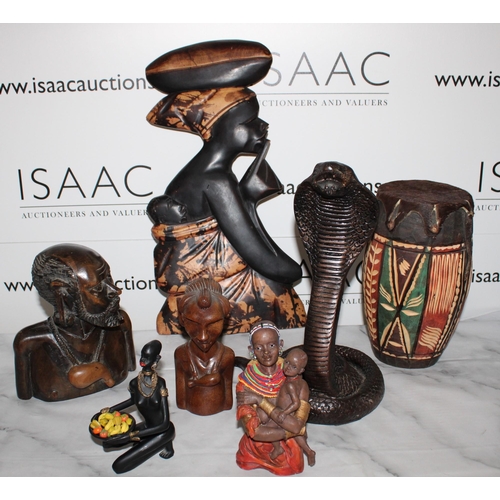 56 - Collection Of Wooden African Themed Items
Tallest-46cm