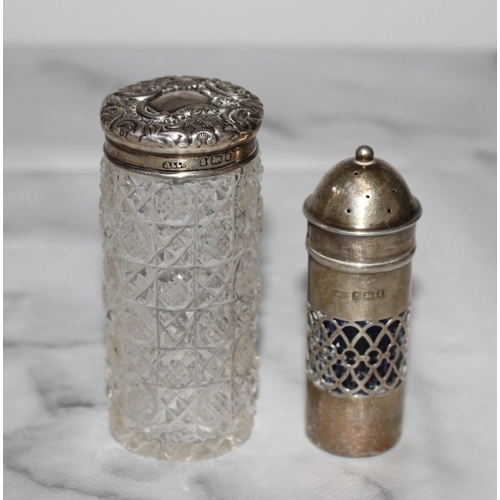 380 - Silver Shaker and Silver Topped Glass Jar